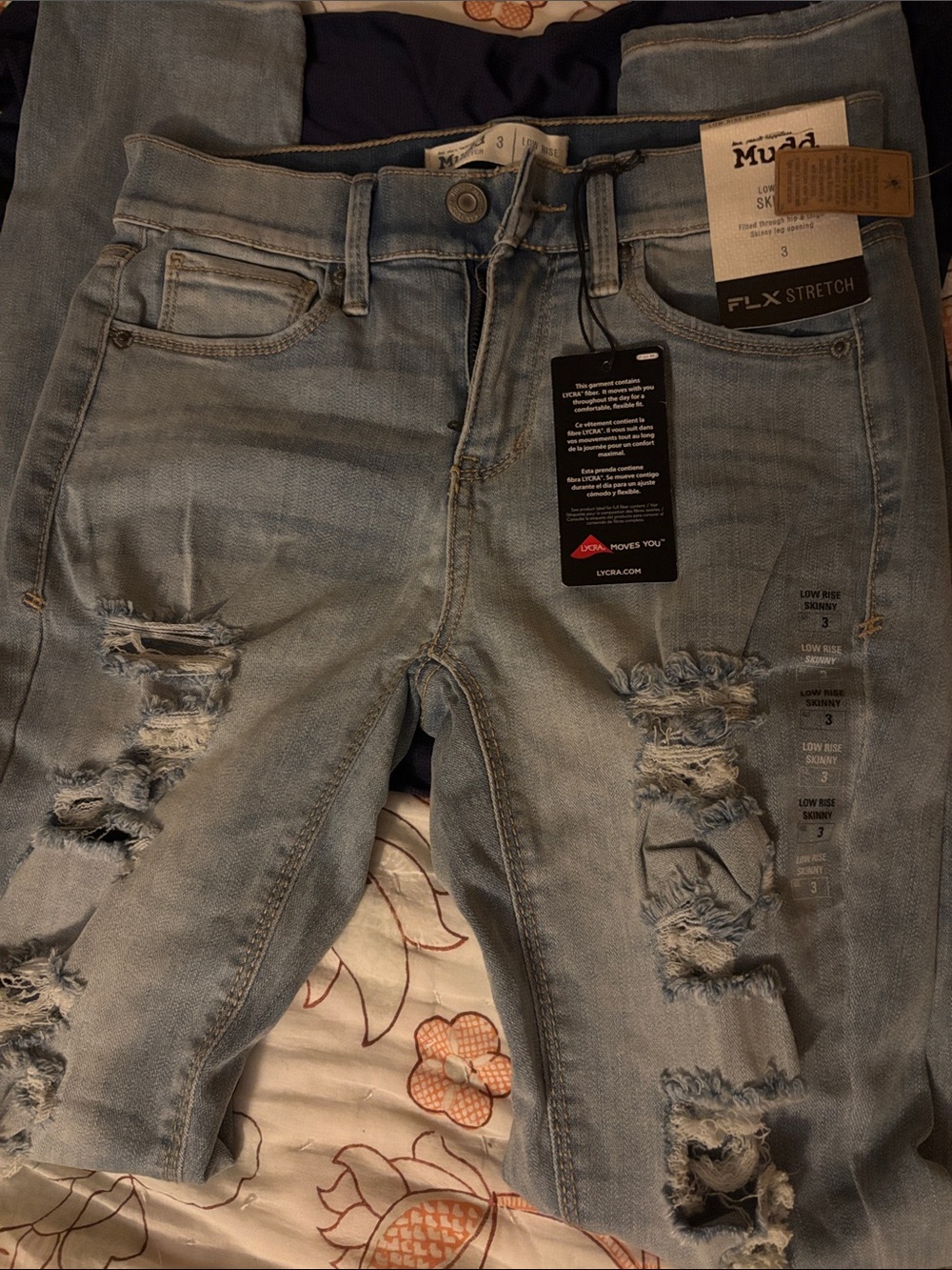 NWT Mudd Light Blue Distressed Skinny Jeans